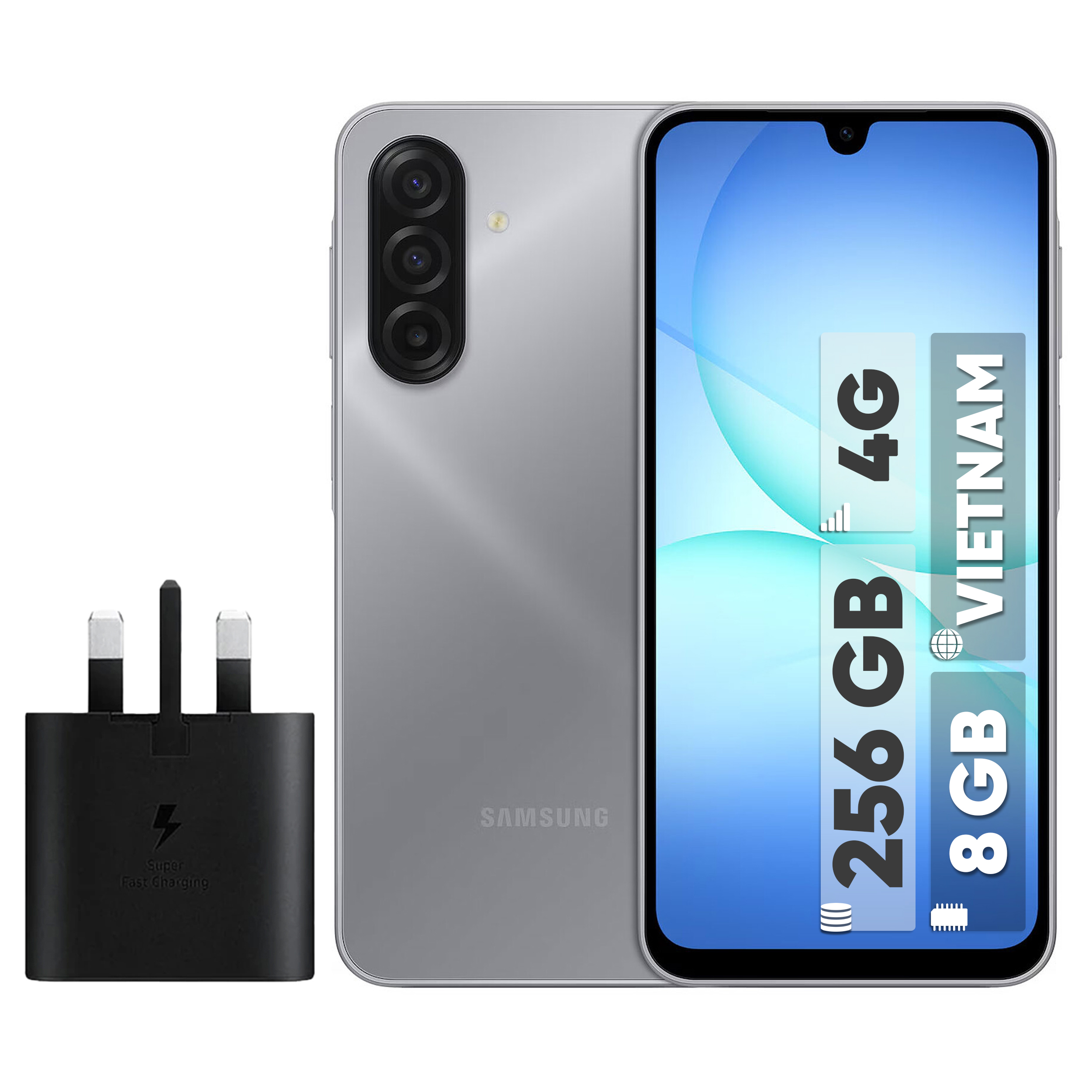 گوشی موبایل سامسونگ مدل Galaxy A17 4G دو سیم کارت ظرفیت 256 گیگابایت و رم 8 گیگابایت - ویتنام - به همراه شارژر 25 وات سامسونگ