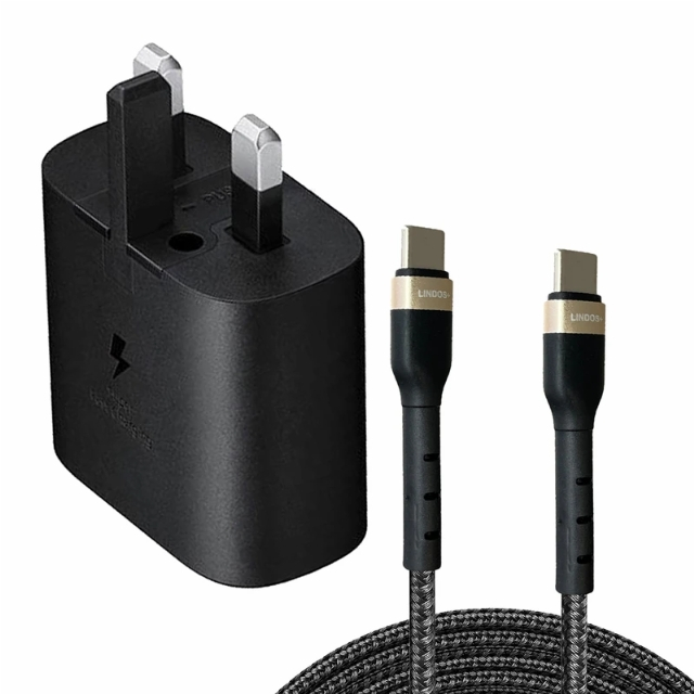 شارژر دیواری 25 وات لیندوس مدل Galaxy A72 به همراه کابل تبدیل USB-C