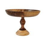 میوه‌خوری چوب گردو پایه‌دار مدل چوبی لبه کوتاه با ارتفاع پایه 15 cm، قطر 30 cm، رنگ‌آمیزی با روغن گیاهی، مناسب شست‌وشو با دست
