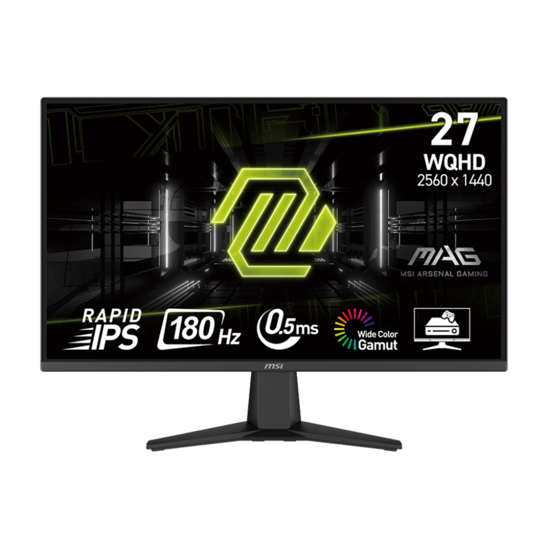 مانیتور گیمینگ 27 اینچ ام اس آی مدل MAG 275QF، رزولوشن WQHD، پنل Rapid IPS، نرخ بروزرسانی 180 هرتز، با نسبت تصویر 16:9، دارای پورت HDMI و DisplayPort و خروجی هدفون